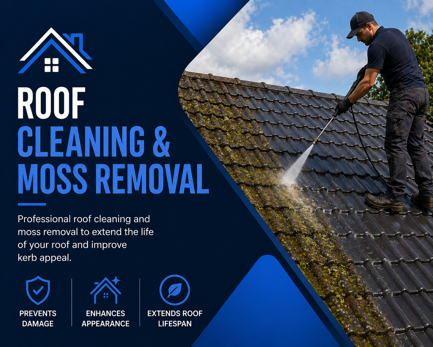 Roof cleaning and moss removal